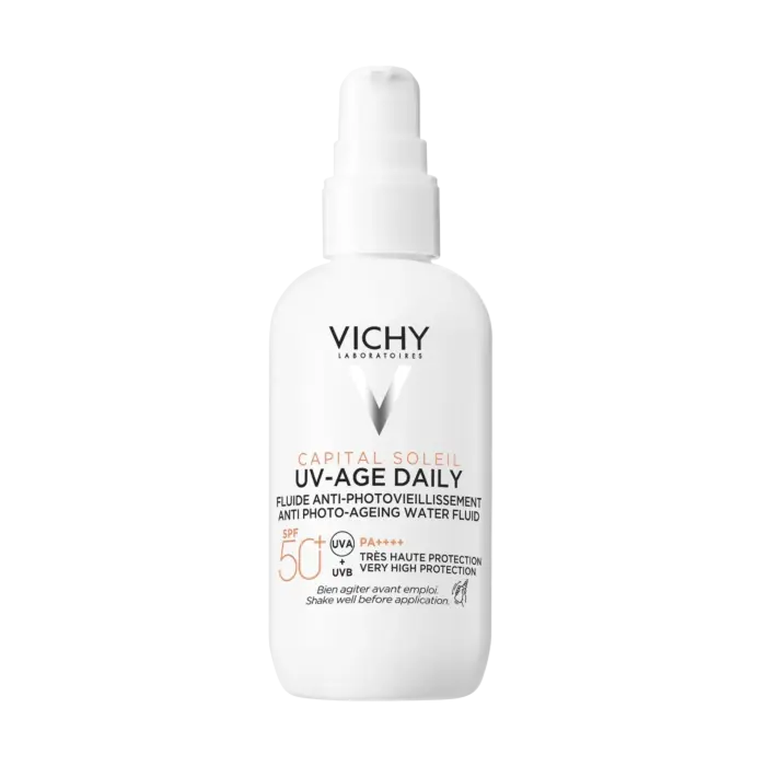 Невесомый солнцезащитный флюид для лица против признаков фотостарения «UV-age daily» SPF50+ 80 мл